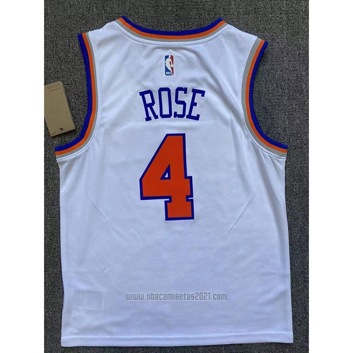 Camiseta Nino New York Knicks Derrick Rose #4 Association Blanco